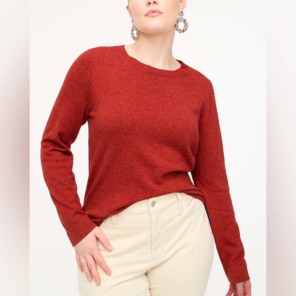 NEW J Crew Cotton-wool blend Teddie Crew Neck Burnished Rust Sweater Size XL
